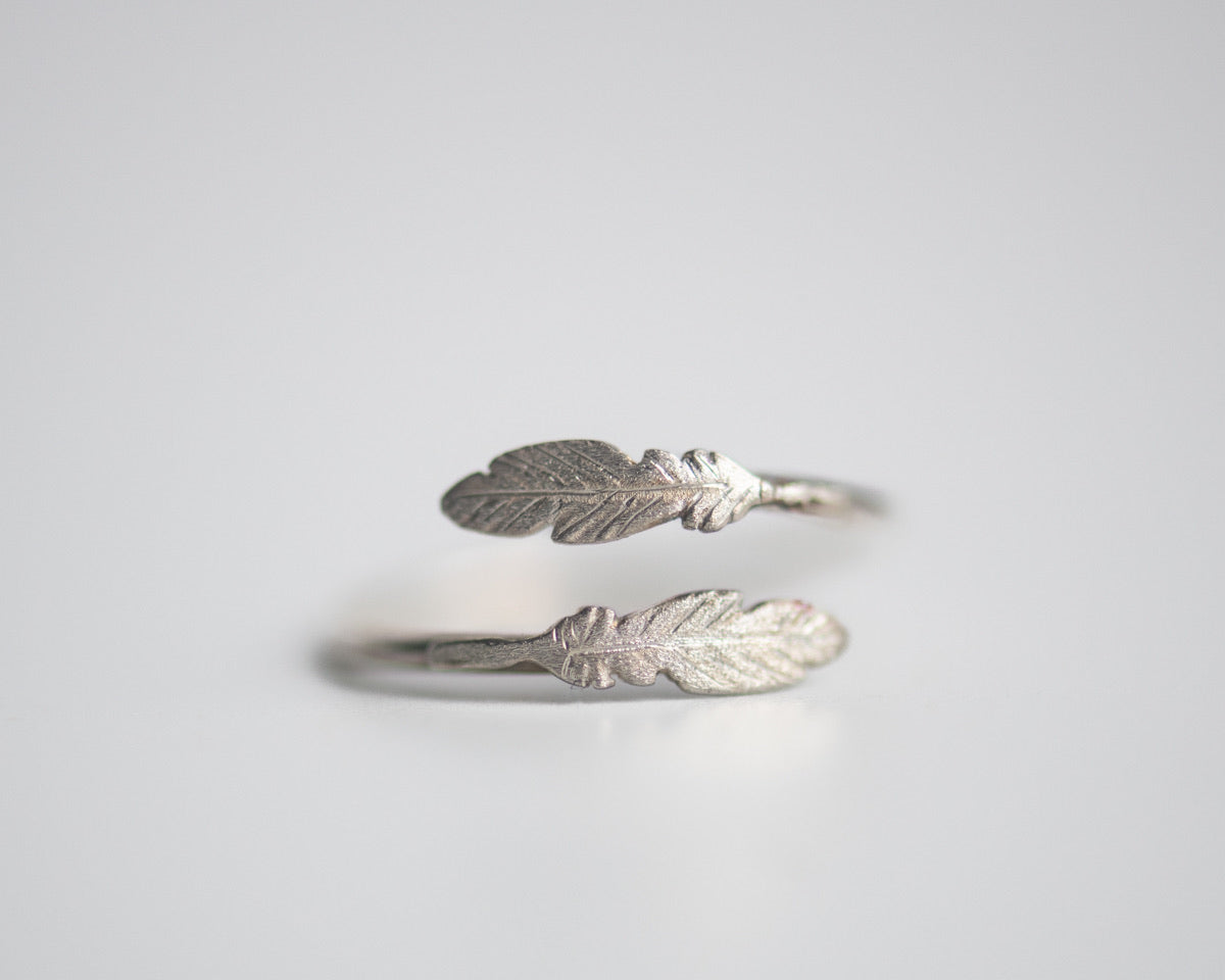 Double Feather Ring in Sterling Silver