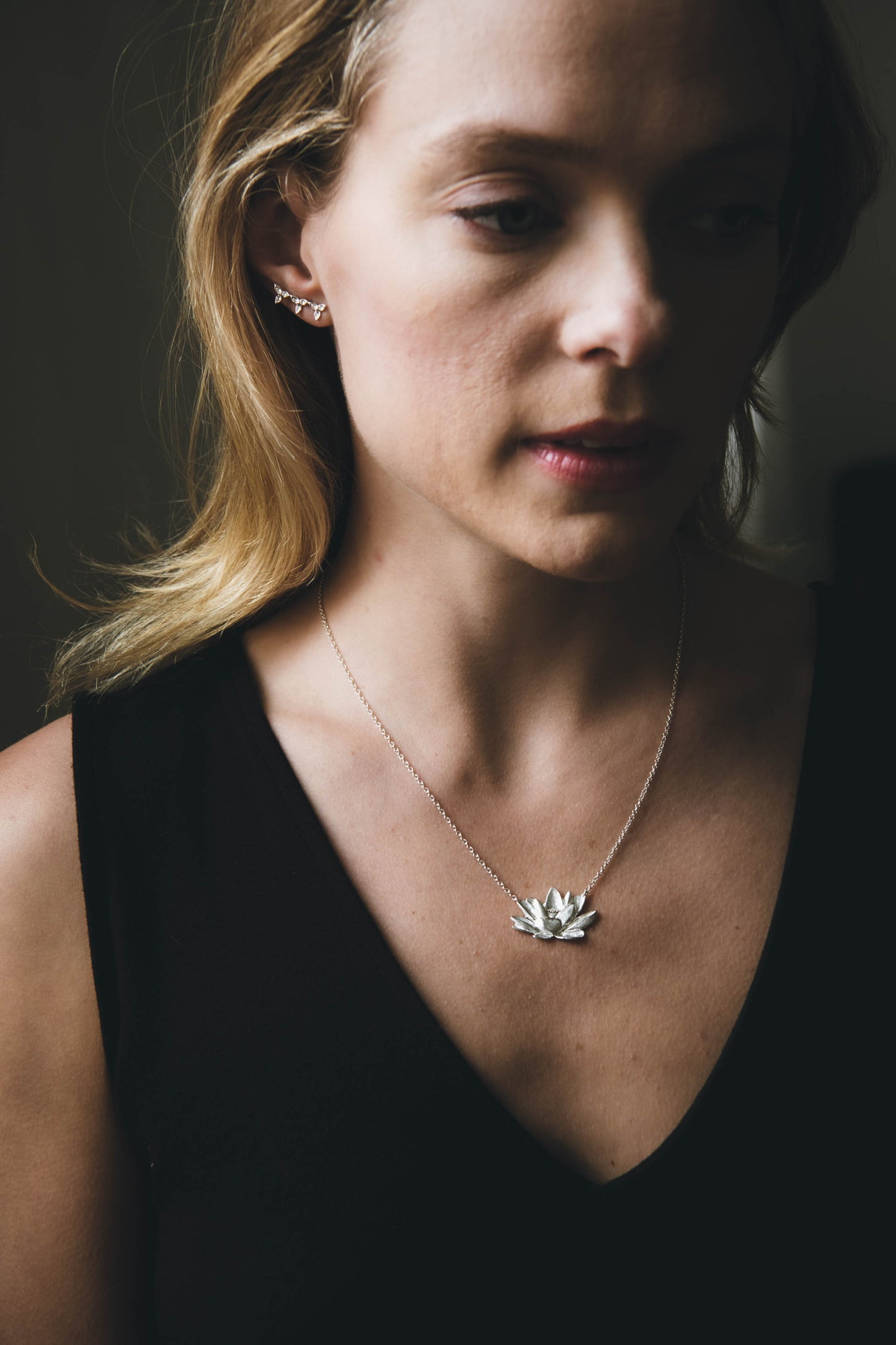 Tri-Trillium Climbing Earrings in Sterling Silver