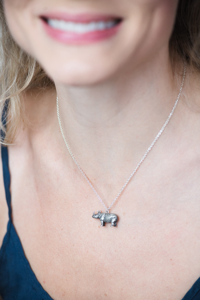 Rhino Pendant in Sterling Silver