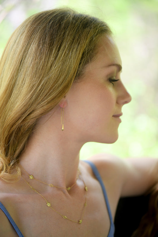 Botanical Threader Earrings in 18K Gold