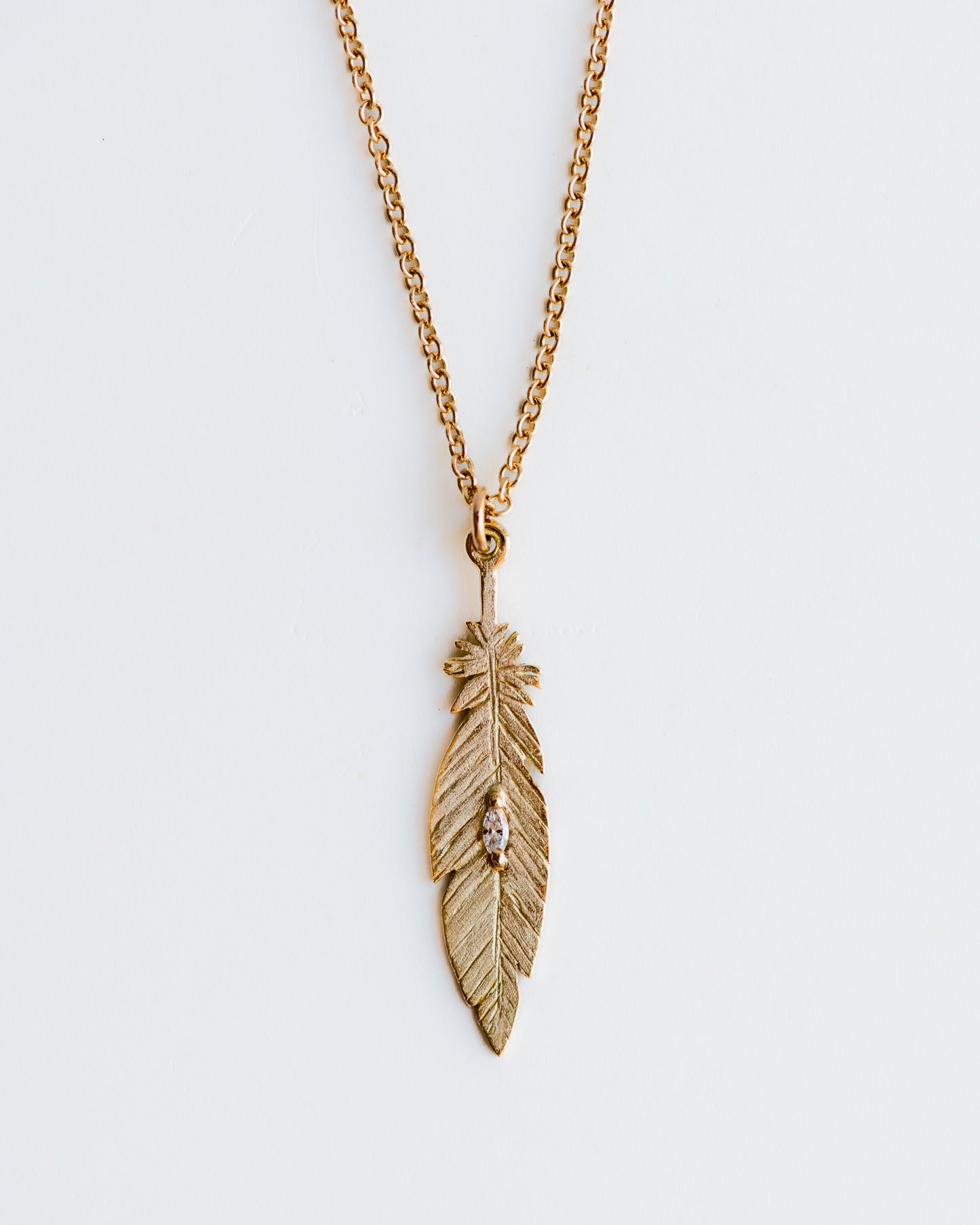 Feather Pendant with Marquise Diamond
