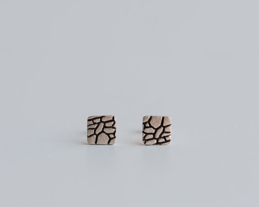 Reptile Texture Stud Earrings in Sterling Silver