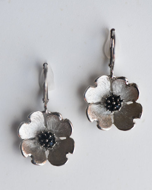Dogwood Flower Sterling Silver Earrings