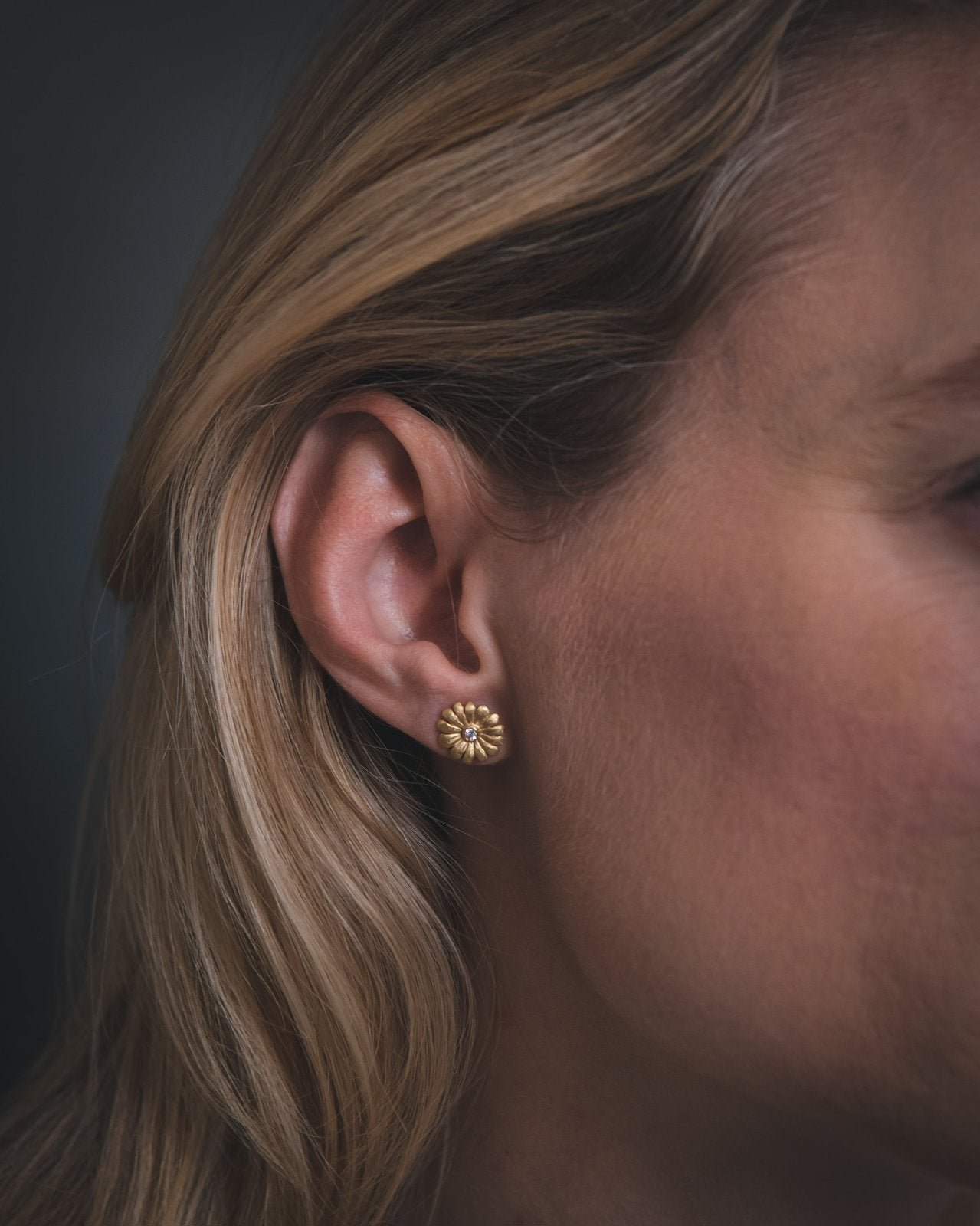 Diamond Daisy Stud Earrings