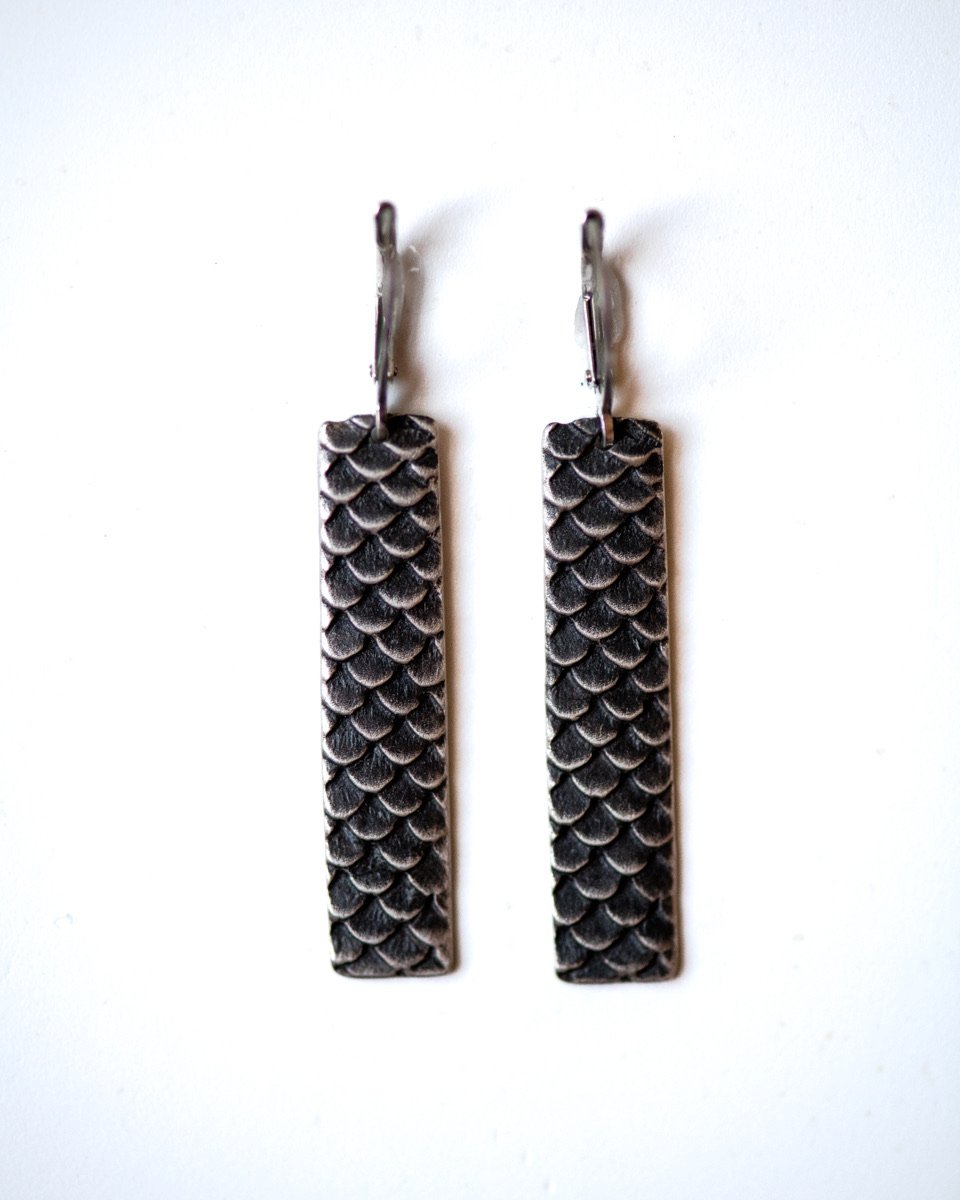 Scales Texture Long Earrings