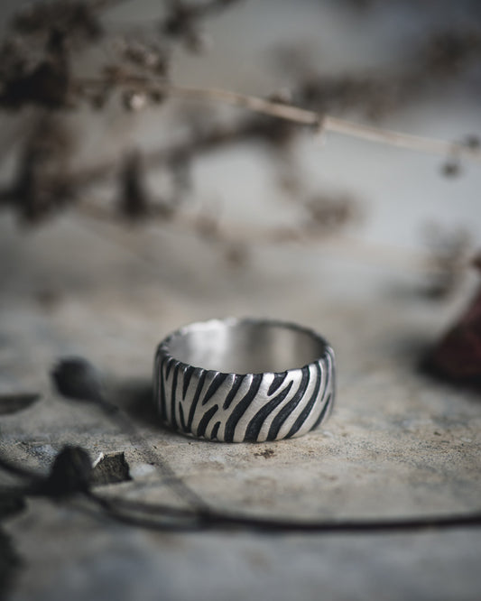 Zebra Texture Ring in Sterling Silver