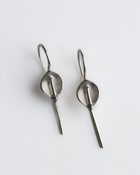 Calla Lily Hook Earrings in Sterling Silver
