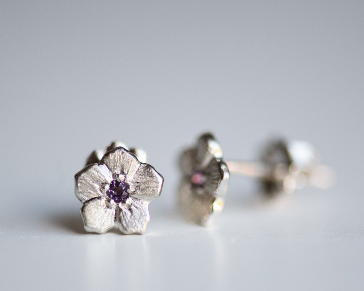 Forget-Me-Not Stud Earrings in Sterling Silver
