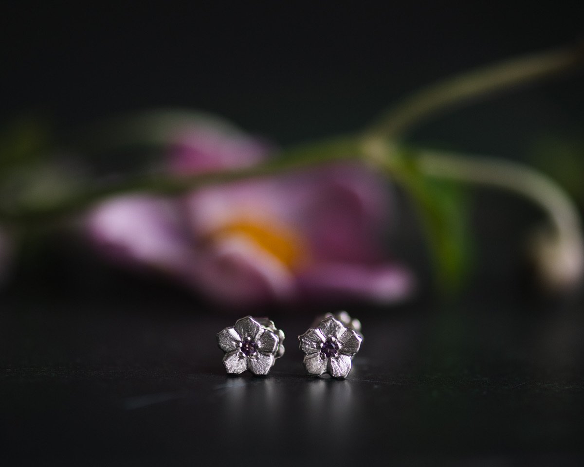 Forget-Me-Not Stud Earrings in Sterling Silver
