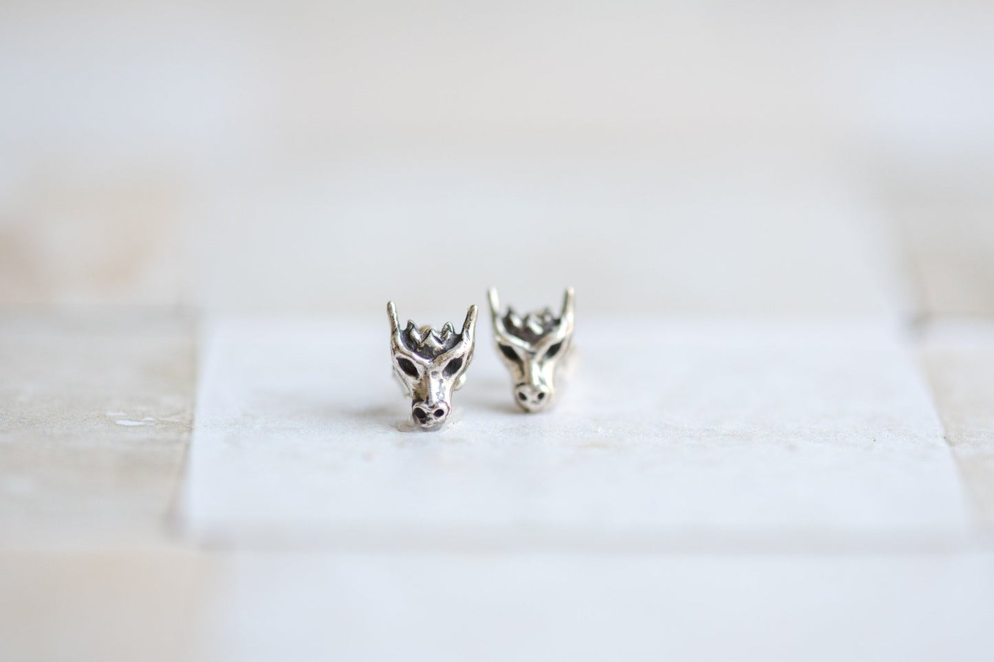 Dragon Stud Earrings in Sterling Silver