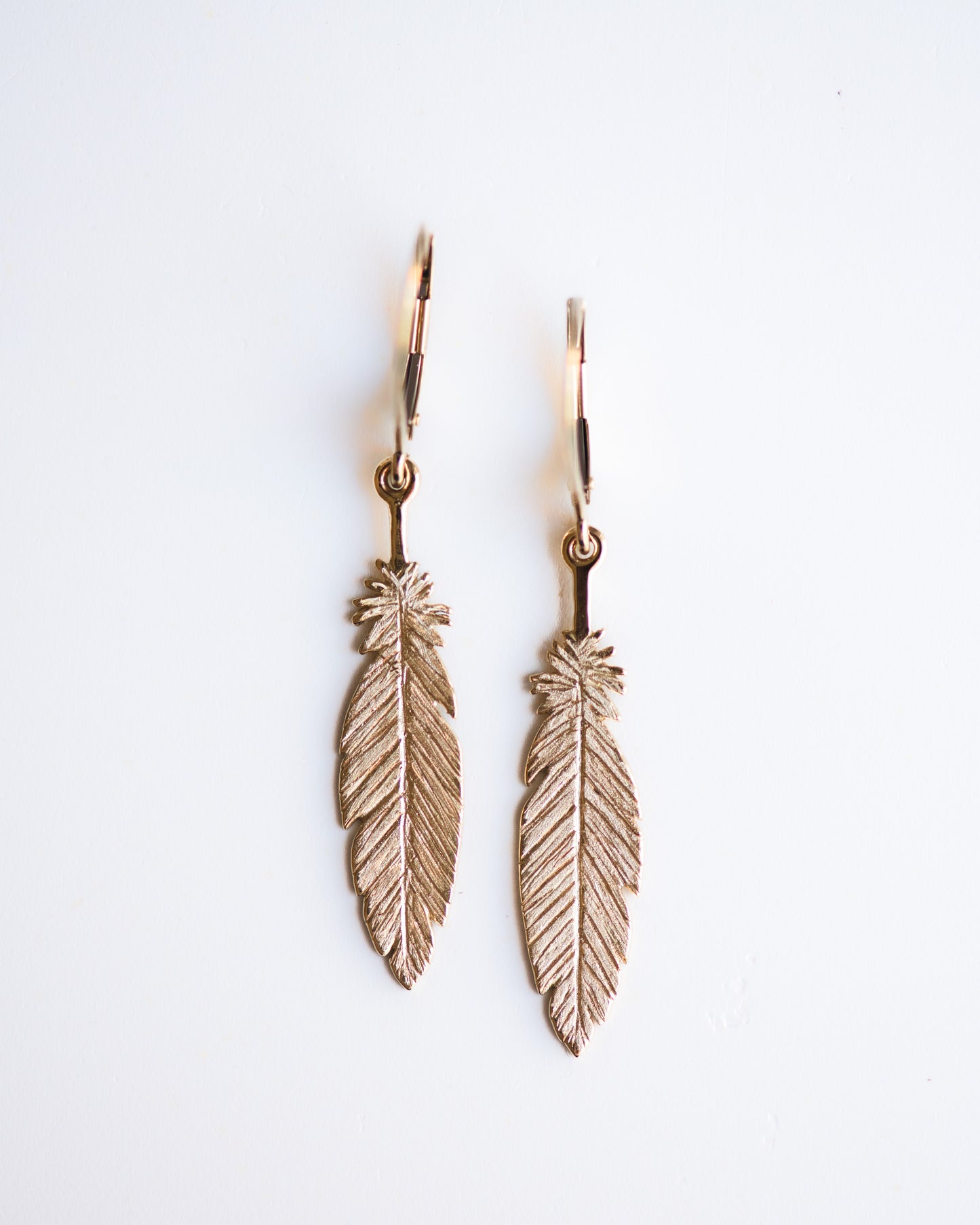 Feather Leverback Earrings | 18K Gold