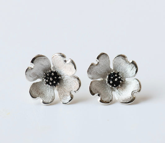Dogwood Flower Stud Earrings | Sterling Silver