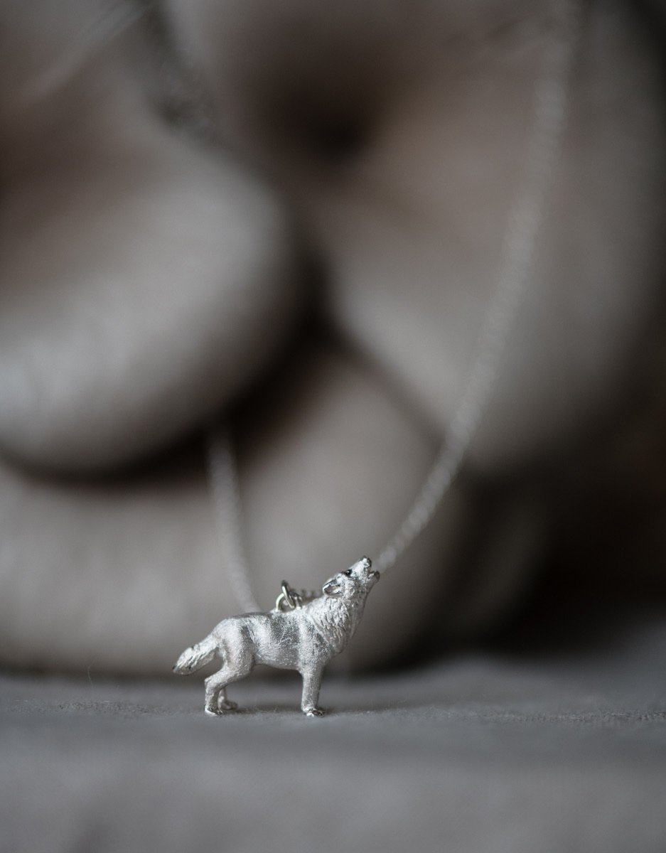 Wolf Pendant in Sterling Silver
