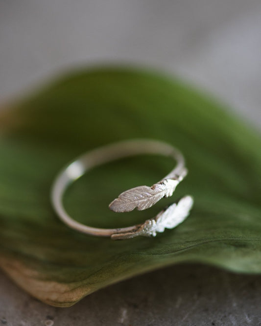 Feather Bypass Ring in Sterling Silver
