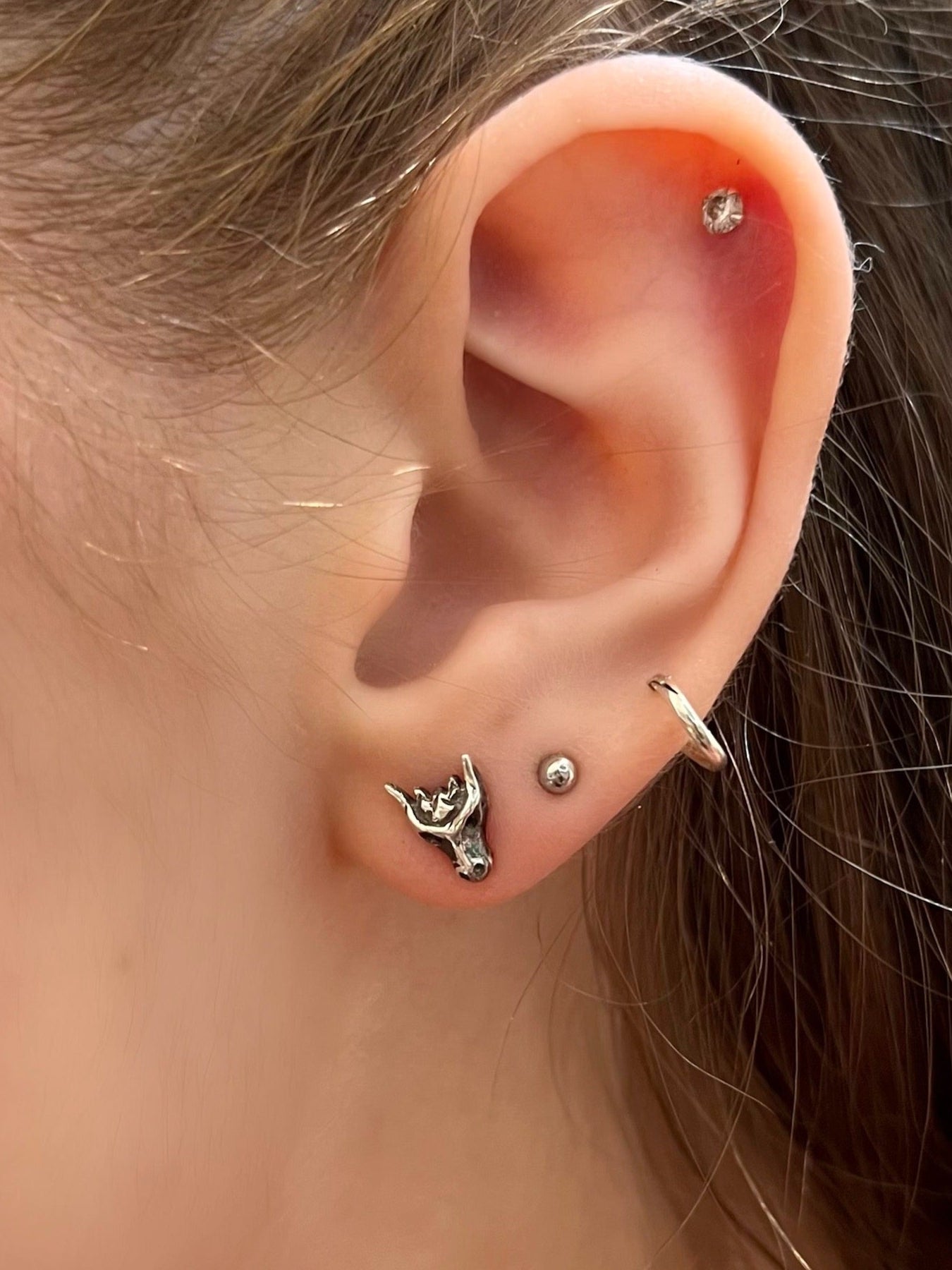 Dragon Stud Earrings in Sterling Silver