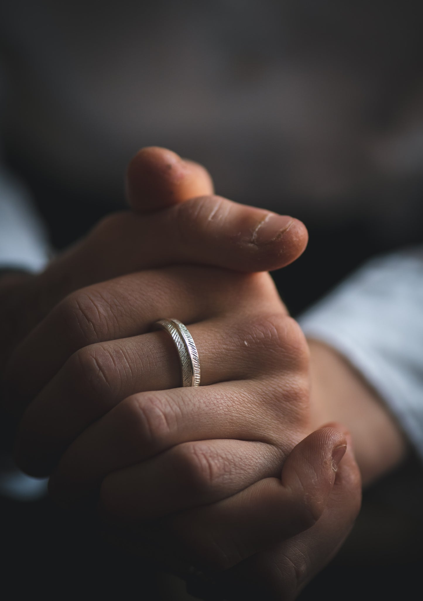 Feather Texture Band in Sterling Silver