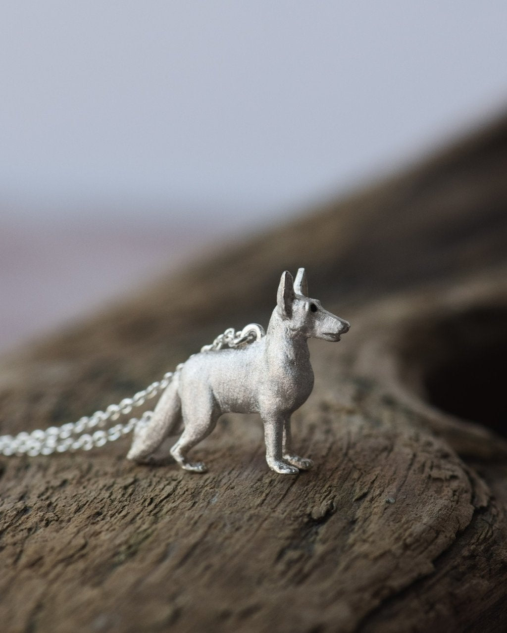 German Shepherd Pendant in Sterling Silver
