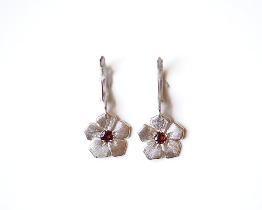 Phlox Flower Earrings in Sterling Silver