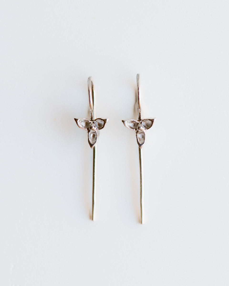 Trillium Hook Earrings in Sterling Silver