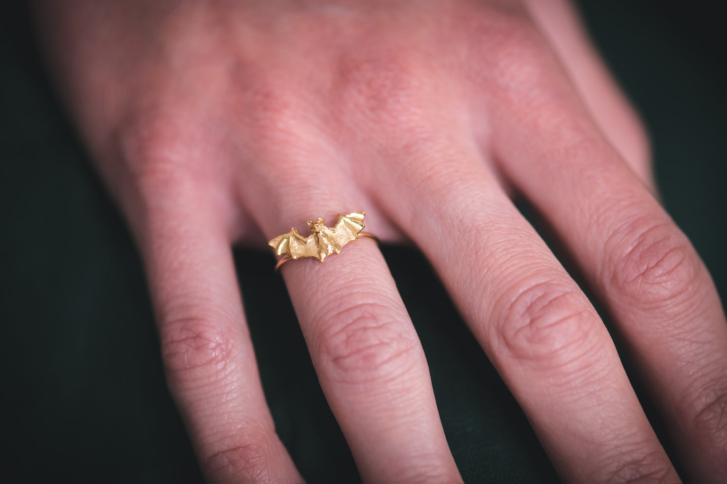 18K Gold Bat Ring