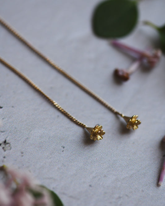 Botanical Threader Earrings in 18K Gold
