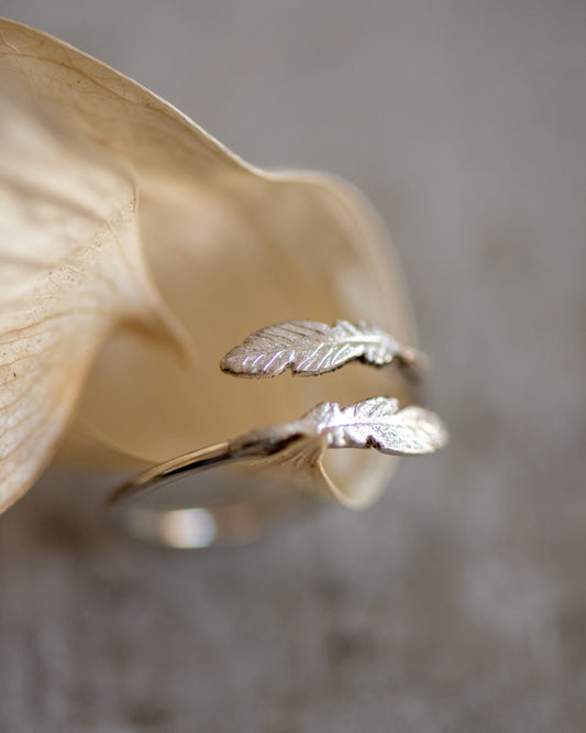 Feather Bypass Ring in Sterling Silver