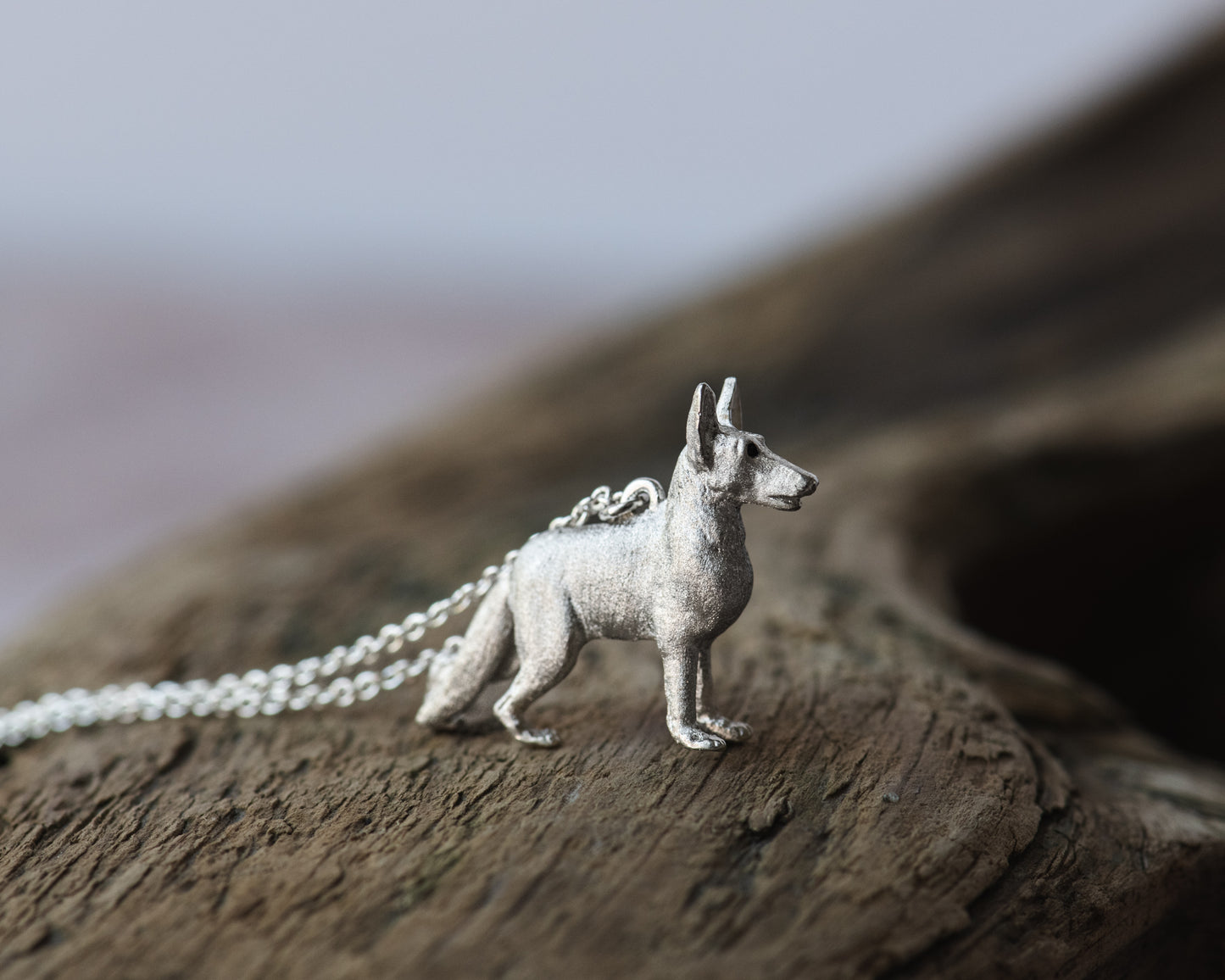 German Shepherd Dog in Sterling Silver