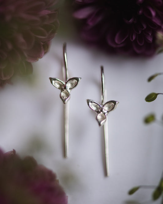 Trillium Hook Earrings | Sterling Silver