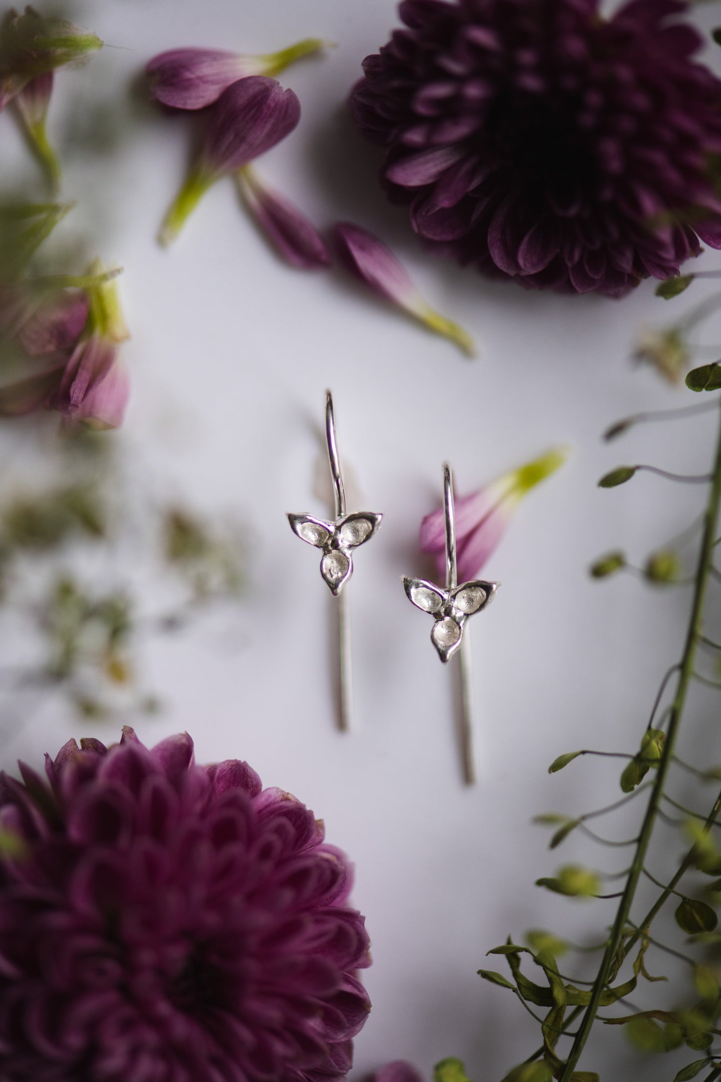 Trillium Hook Earrings | Sterling Silver