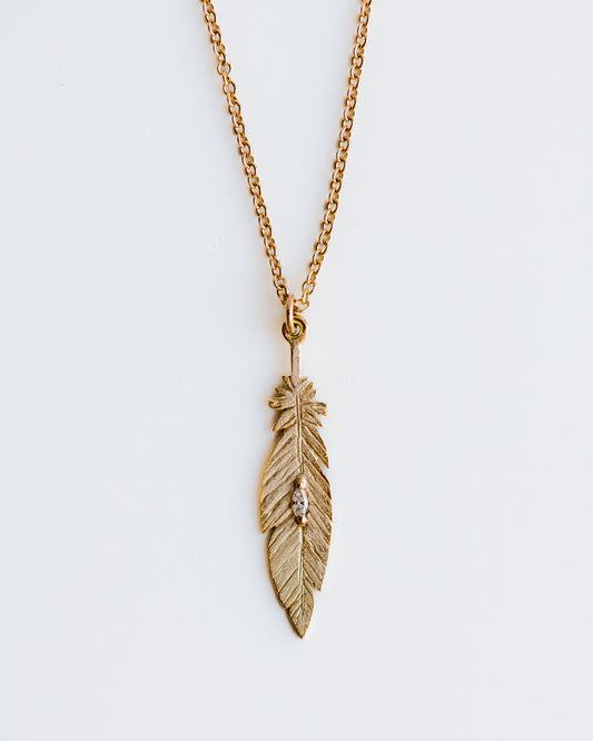 Feather Pendant with Marquise Diamond