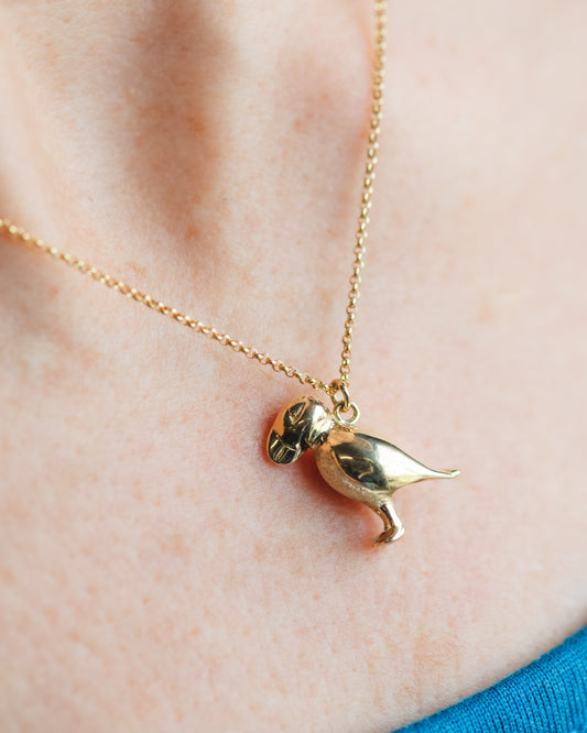 Puffin Pendant in 18K Gold