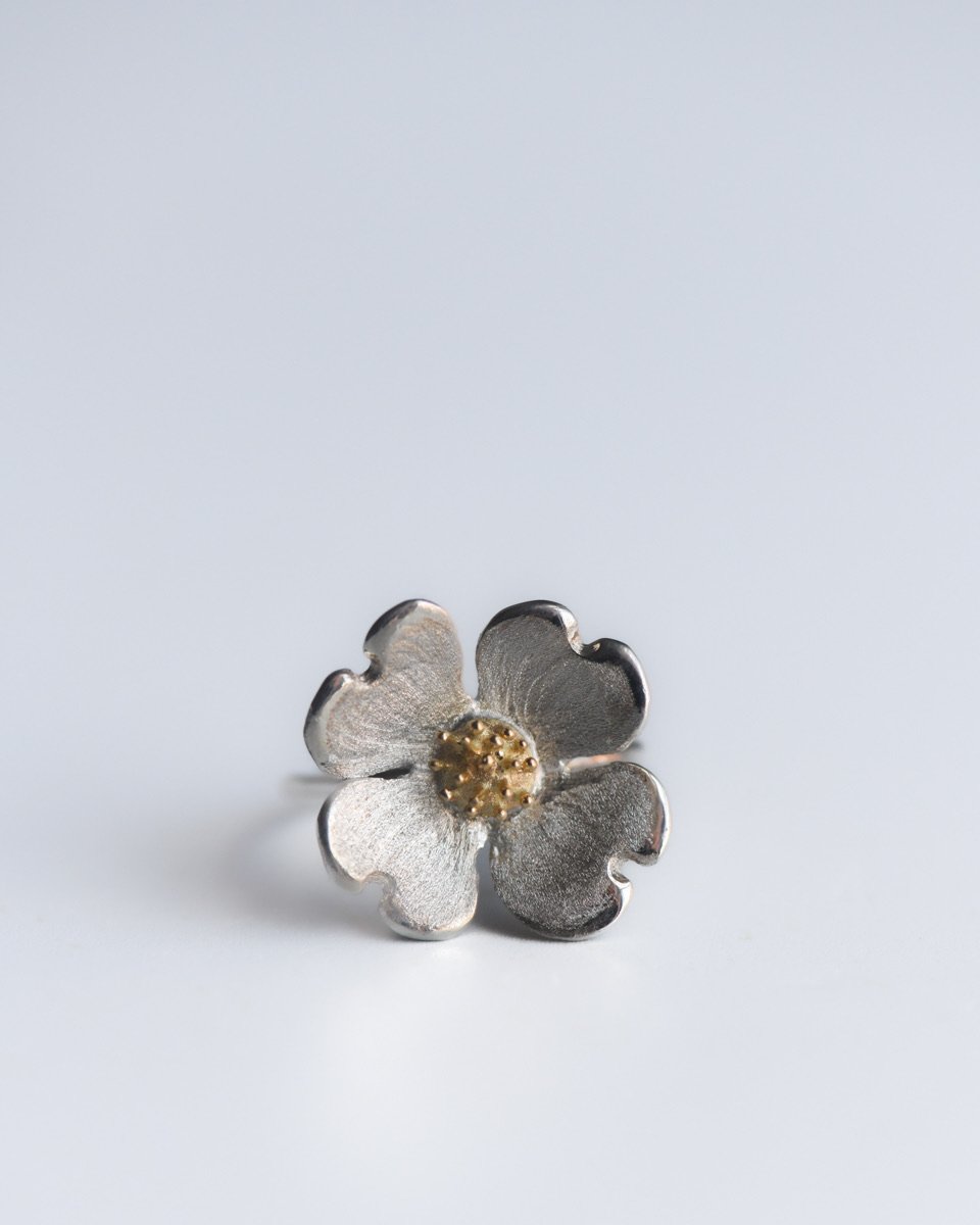 Dogwood Ring with 18K Gold Crown