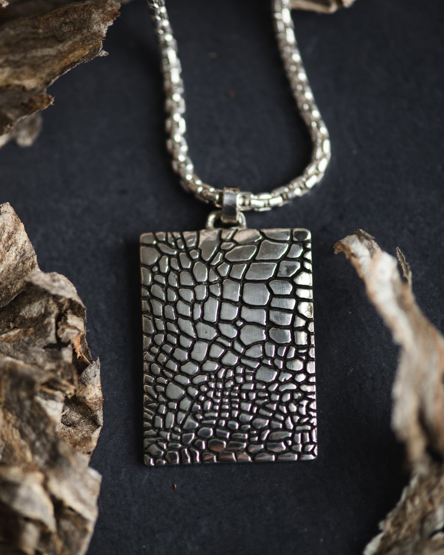 Reptile Texture Rectangular Pendant