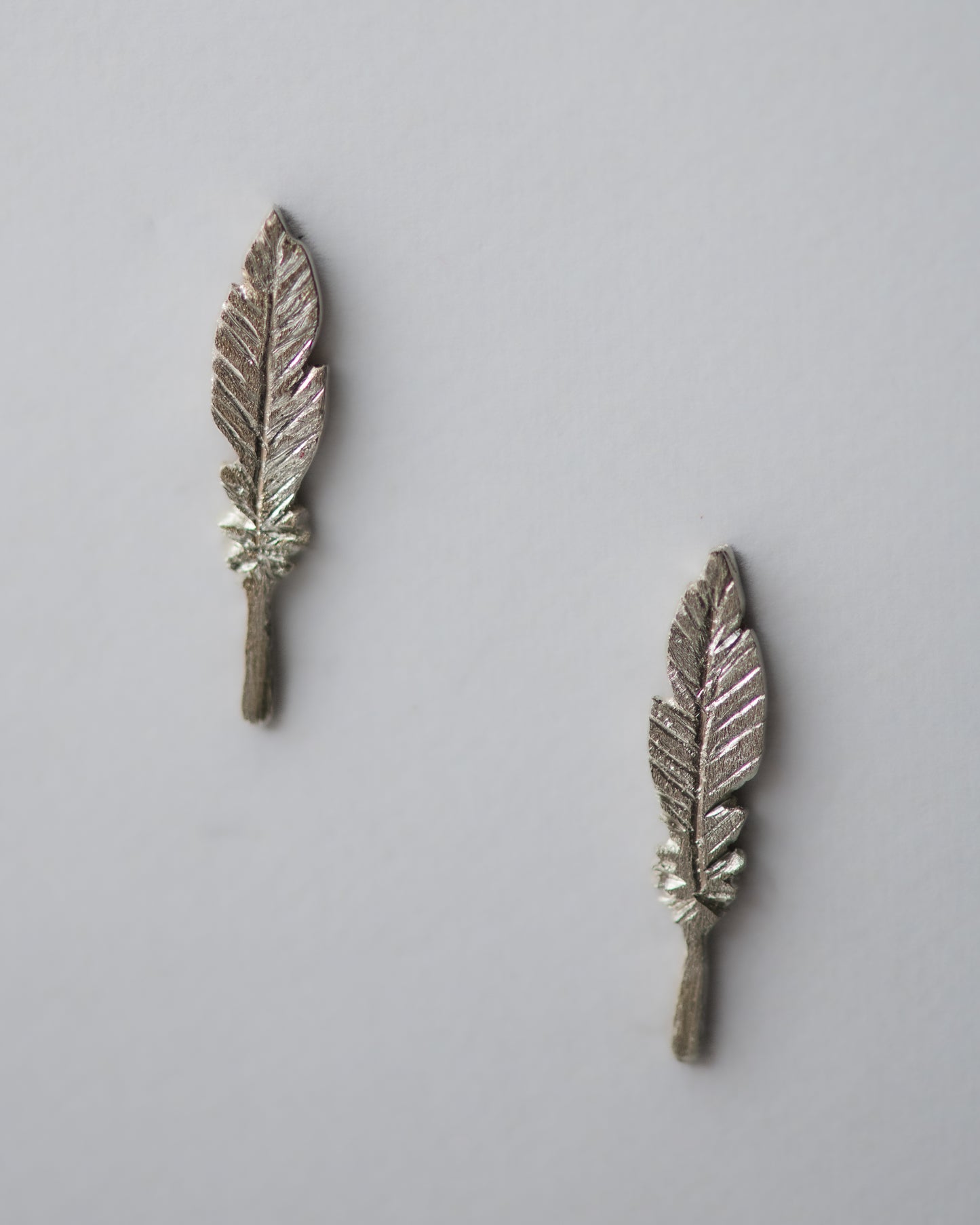Feather Stud Earrings in Sterling Silver