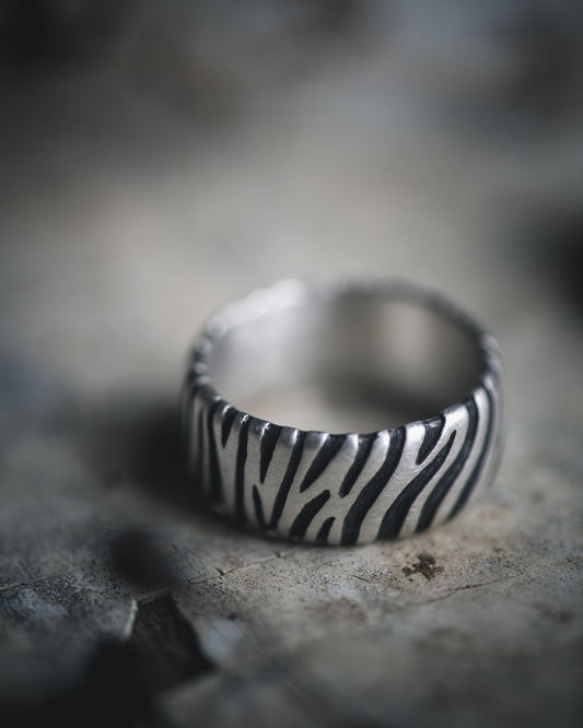 Zebra Texture Ring in Sterling Silver