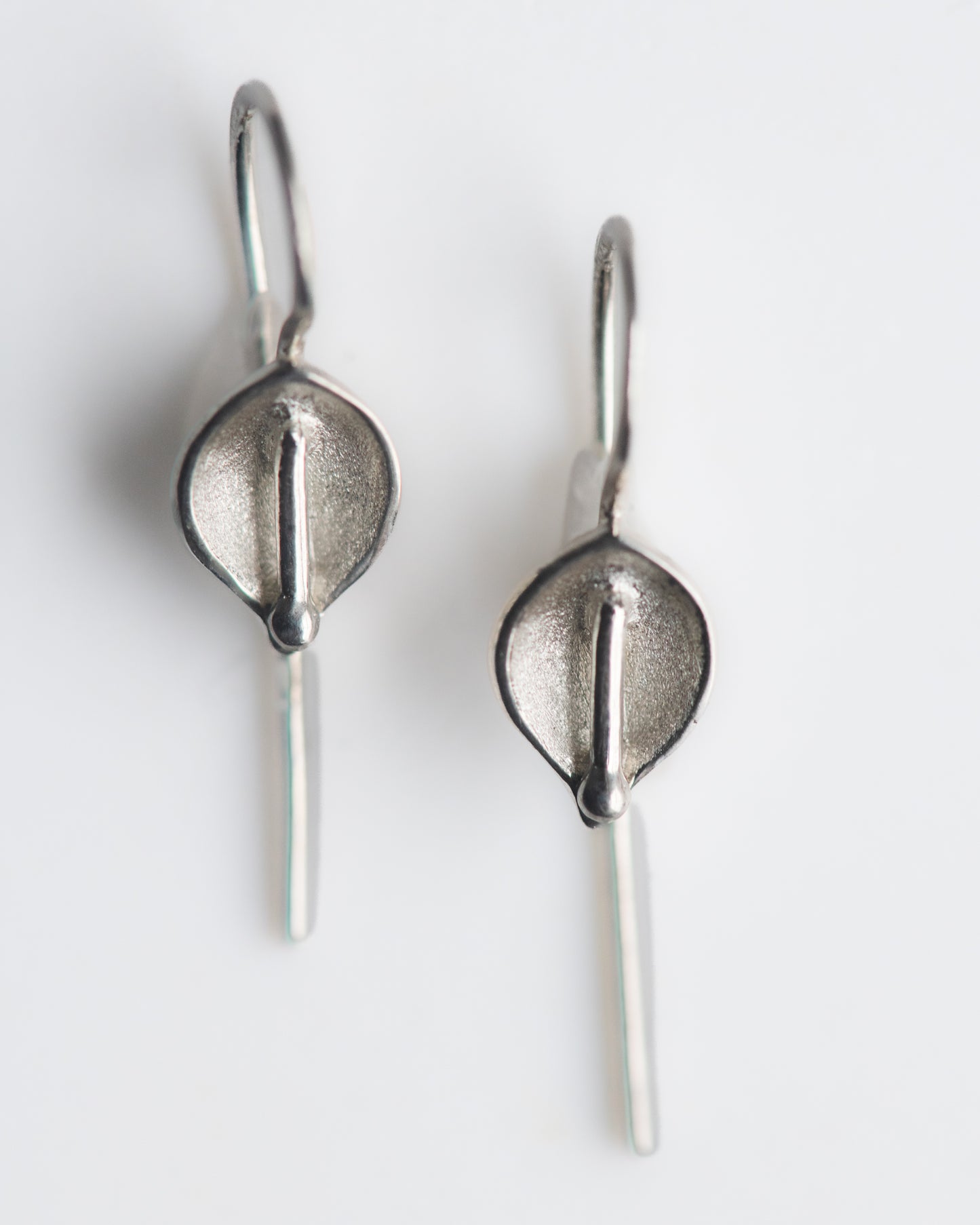 Calla Lily Hook Earrings in Sterling Silver