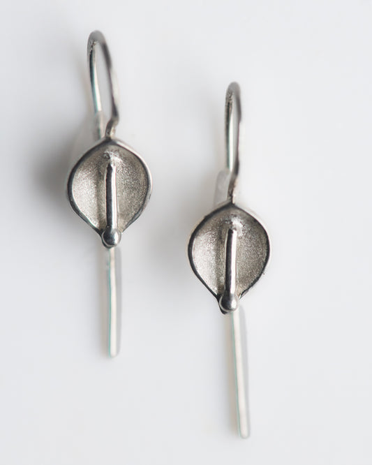 Calla Lily Hook Earrings in Sterling Silver