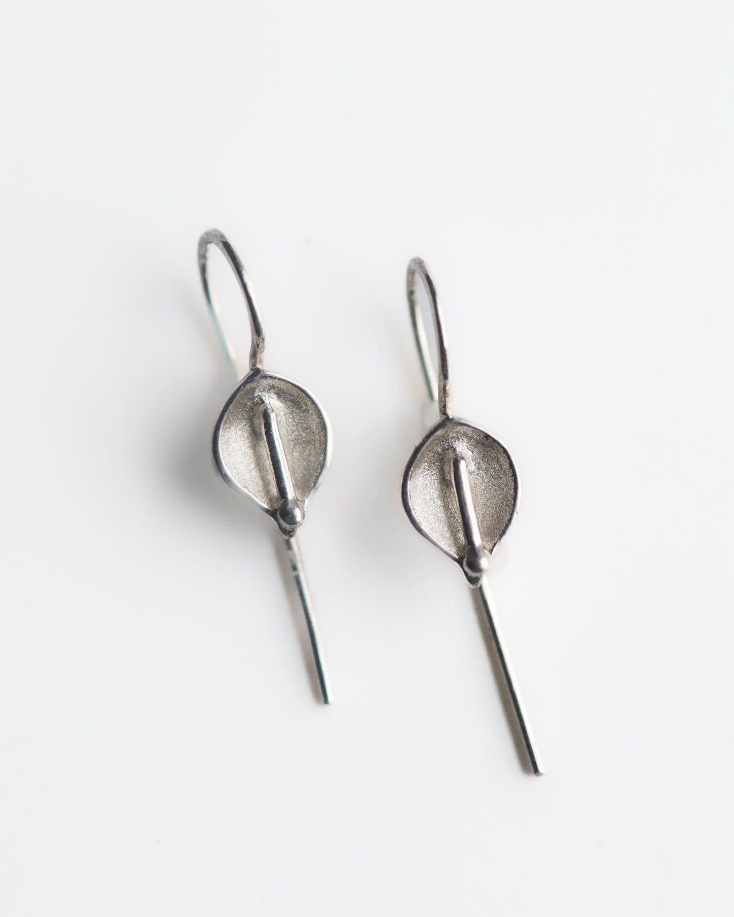 Calla Lily Hook Earrings in Sterling Silver