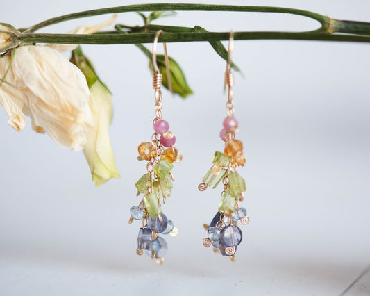 Pastel Gemstone Spray Earrings