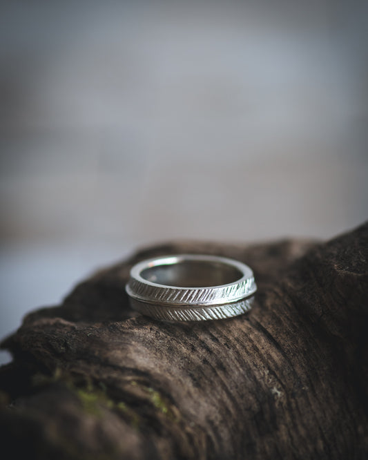 Feather Texture Band in Sterling Silver