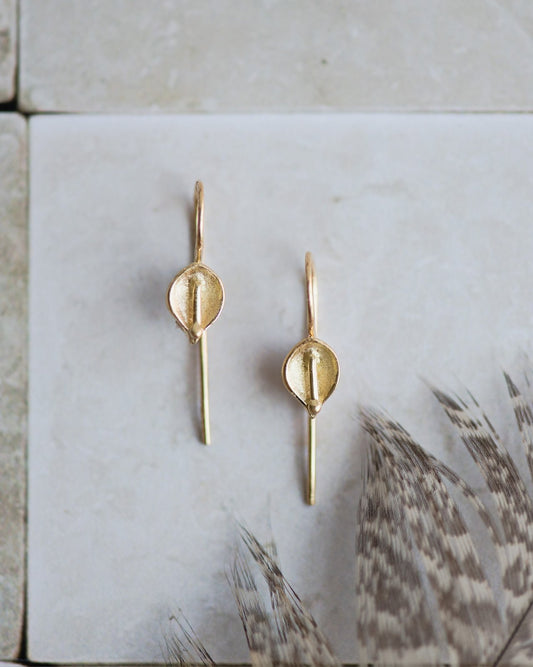 18K Gold Calla Lily Hook Earrings