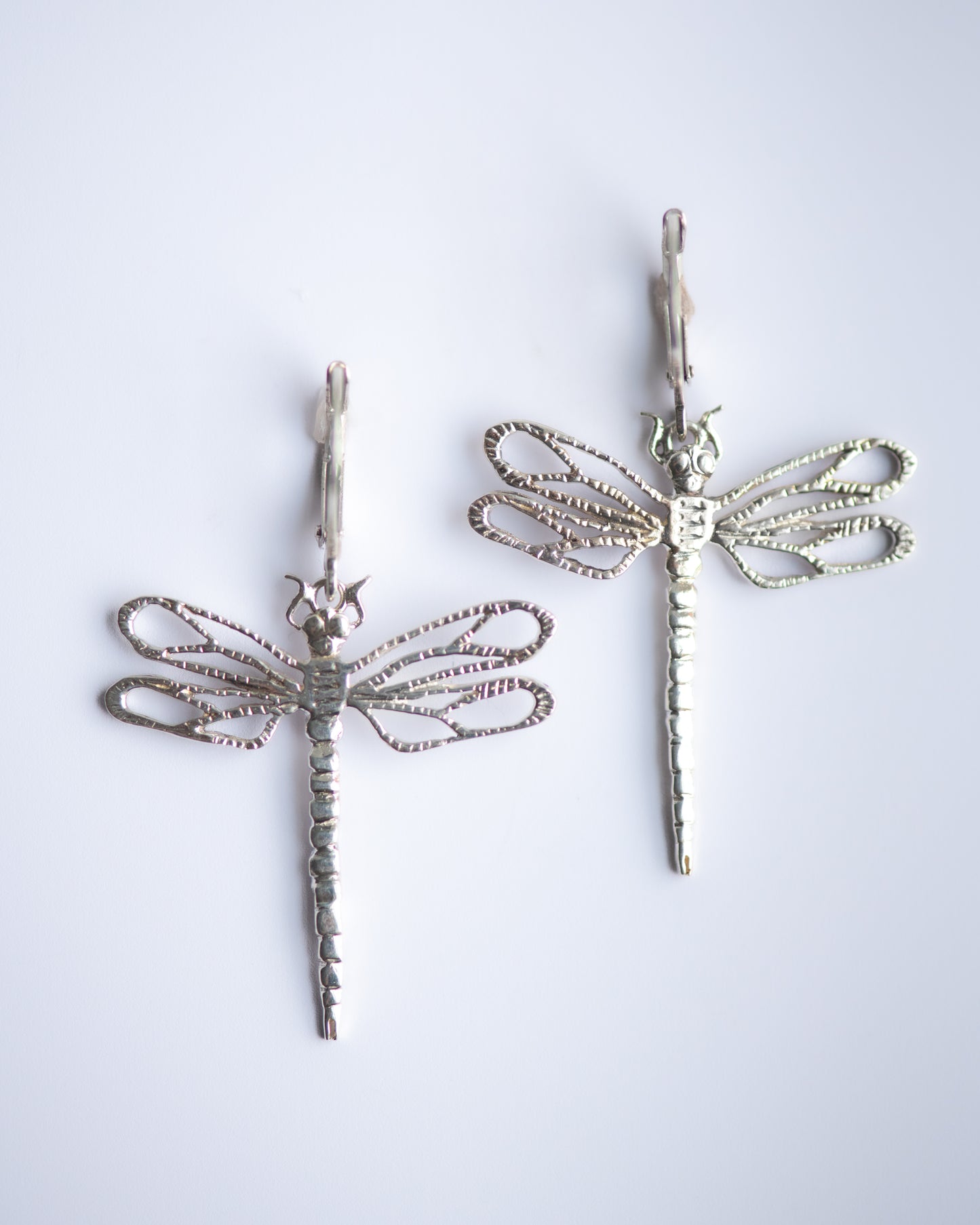 Dragonfly Leverback Earrings in Sterling Silver