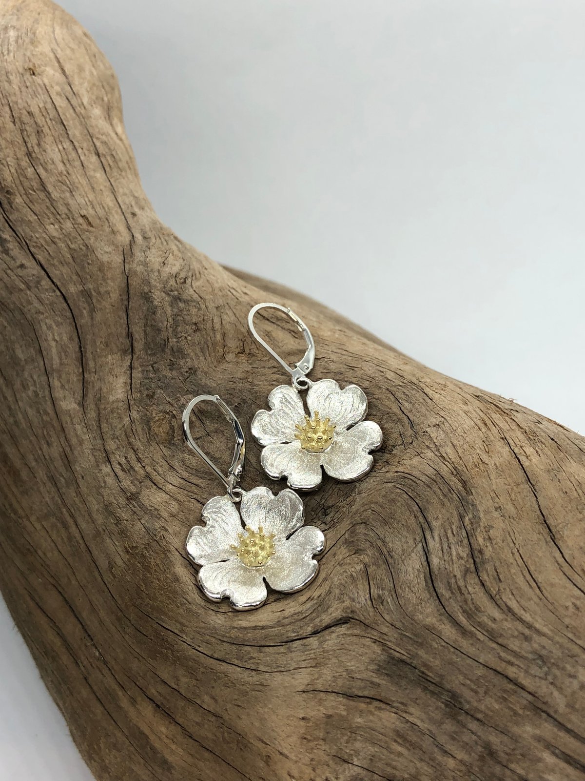 Sterling & 18K Dogwood Earrings