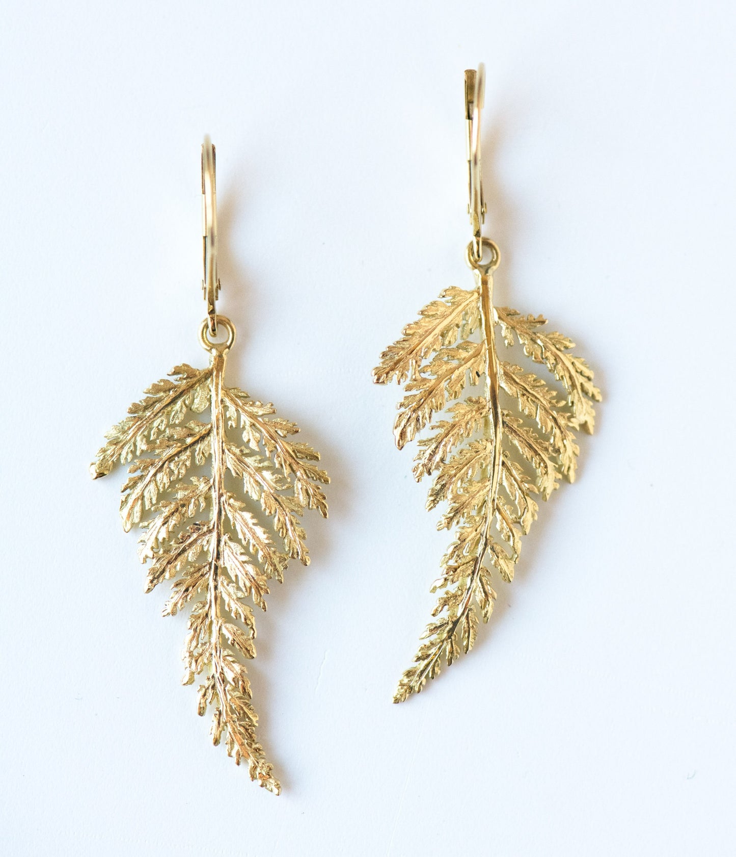 Fern Leverback Earrings in 18K Gold