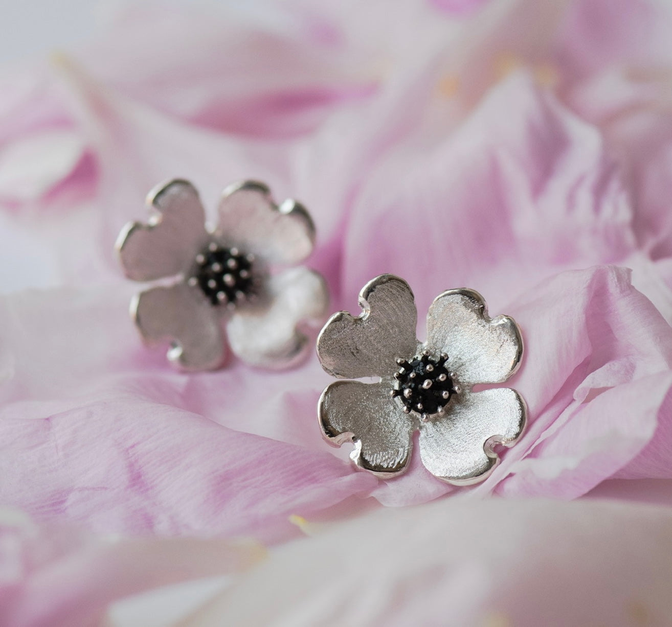 Dogwood Flower Stud Earrings | Sterling Silver