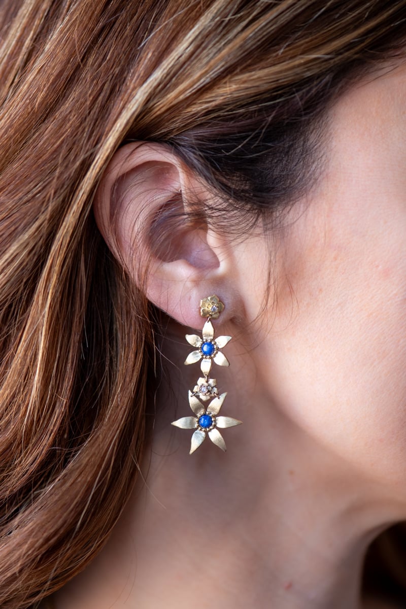 18K Gold Starflower Statement Earrings