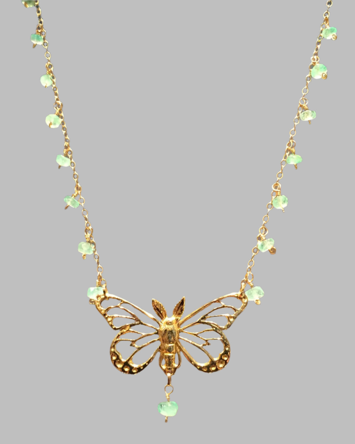 18K Emerald Butterfly Necklace