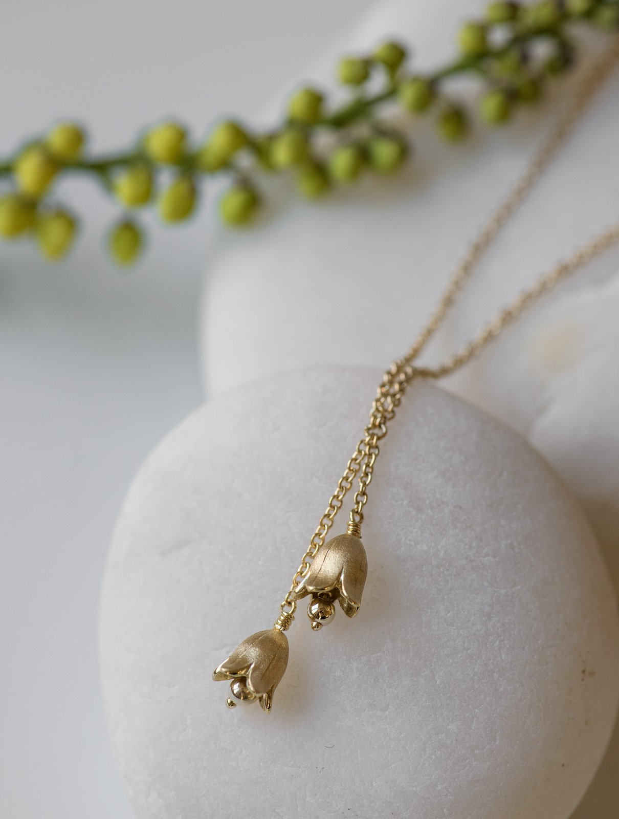 18K Gold Lily of the Valley Necklace