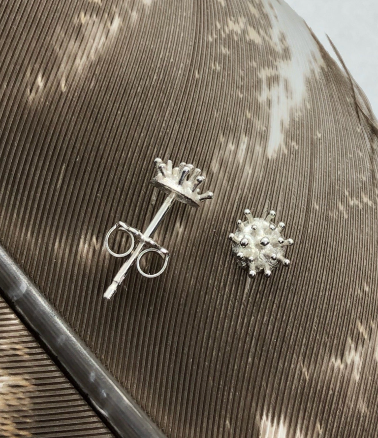 Dogwood Crown Stud Earrings in Sterling Silver