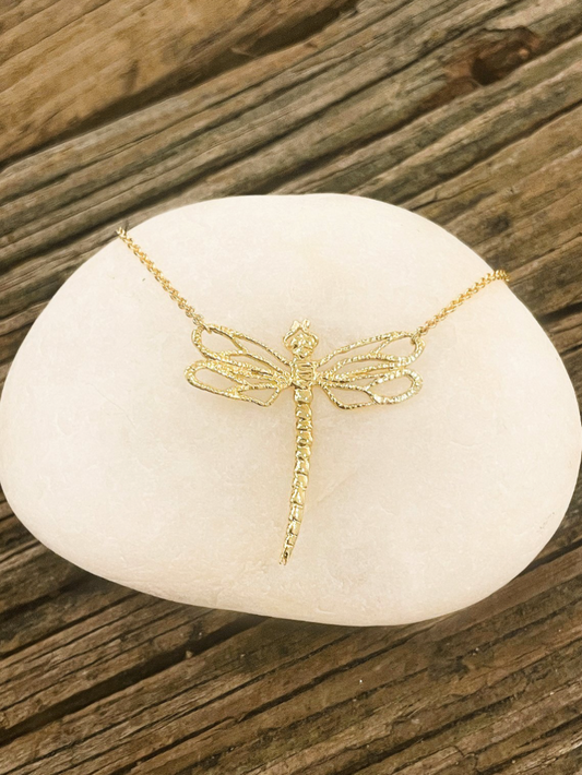 Dragonfly Necklace in 18K Gold